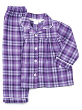 Load image into Gallery viewer, Girls Lilac Check Traditional Cotton Pyjama Set.