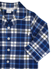 Load image into Gallery viewer, Boys Navy Metro Check Traditional Pyjamas