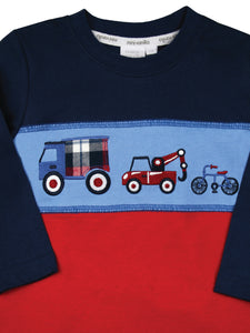 Boys Panelled Vehicles Cotton Pyjamas .