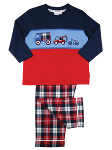 Boys Panelled Vehicles Cotton Pyjamas .