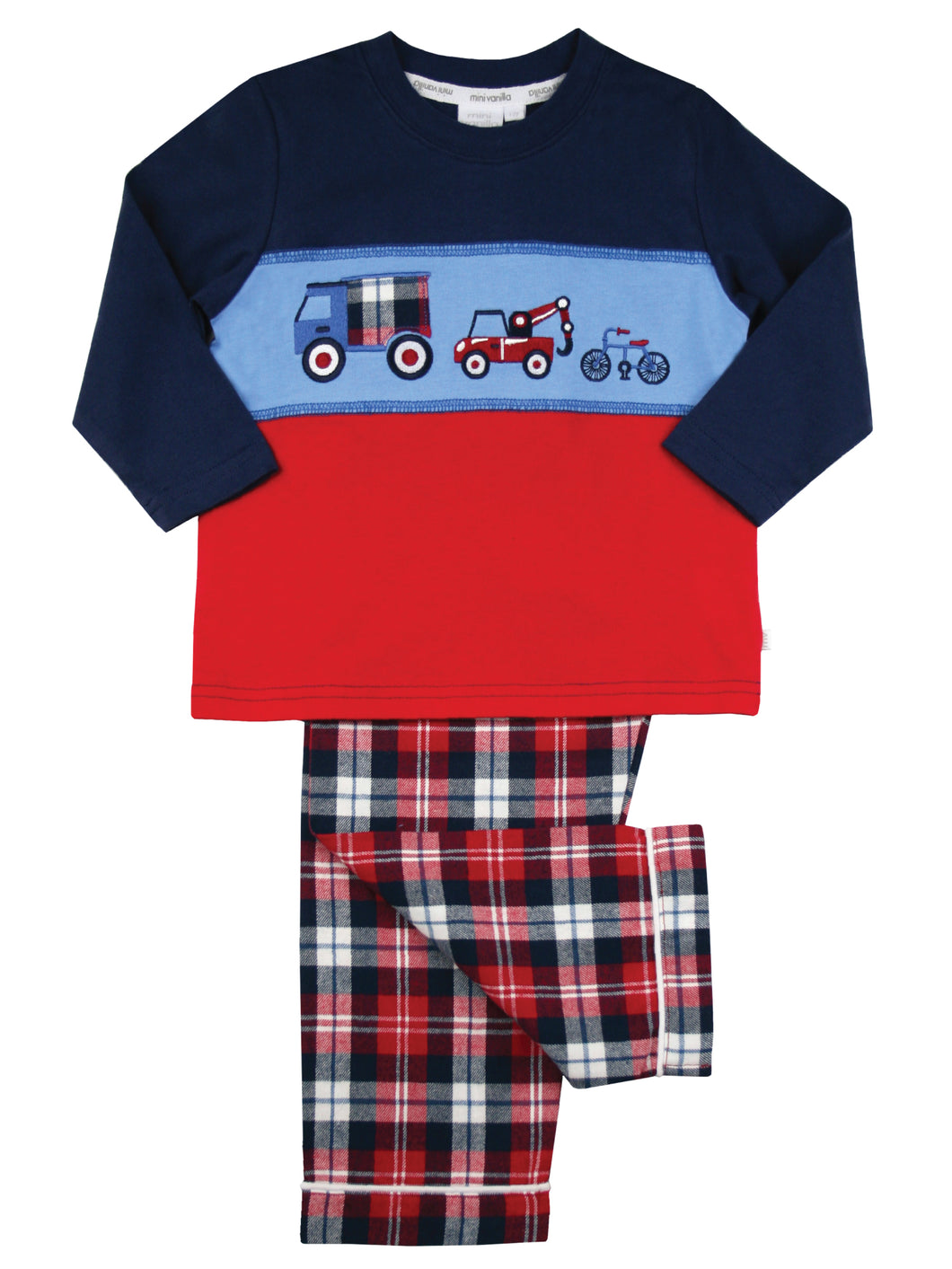 Boys Panelled Vehicles Cotton Pyjamas .