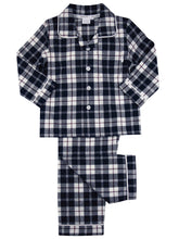 Load image into Gallery viewer, Boys navy Check Traditional pyjamas