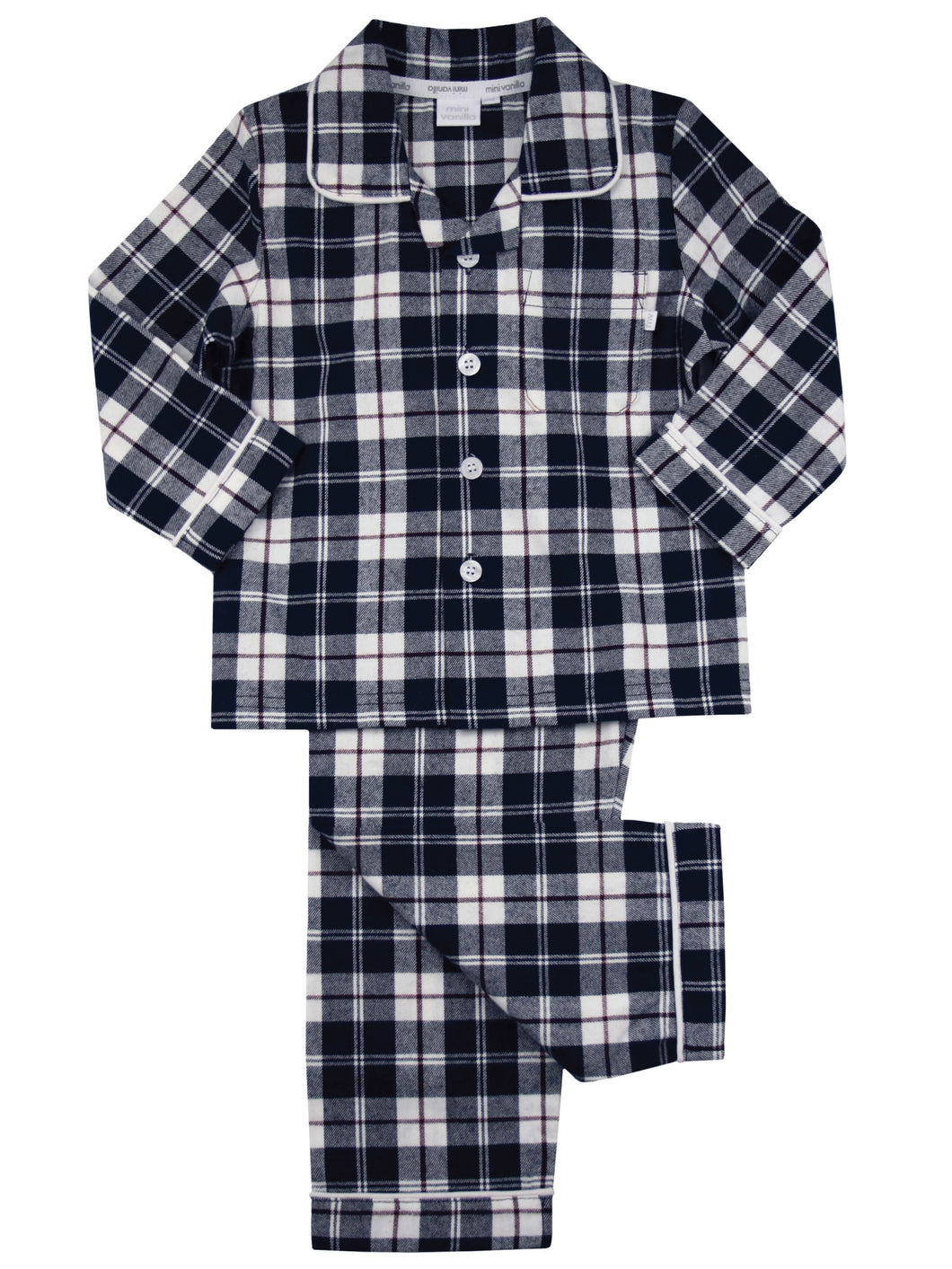 Boys navy Check Traditional pyjamas