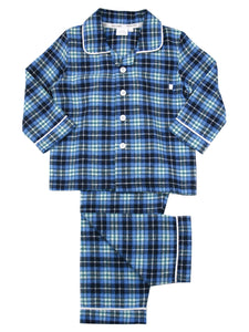 Boys Morgan Blue Check Traditional Pyjamas
