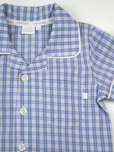 Load image into Gallery viewer, Blue Mini Check Cotton Pyjama Set.