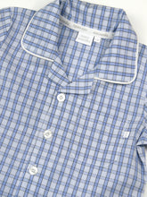 Load image into Gallery viewer, Blue Mini Check Cotton Shortie Pyjama Set.