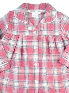 Girls Pink Check Traditional Cotton Pyjamas