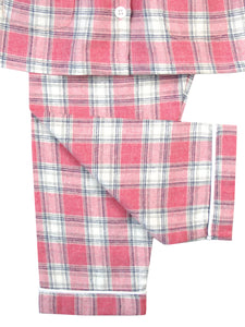 Girls Pink Check Traditional Cotton Pyjamas