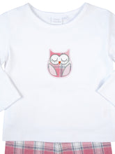 Load image into Gallery viewer, Baby Girls Pink Check PJ Set -  Owl Pyjamas with Scratch Mitts