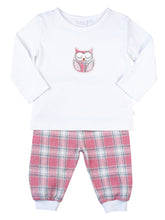 Load image into Gallery viewer, Baby Girls Pink Check PJ Set -  Owl Pyjamas with Scratch Mitts