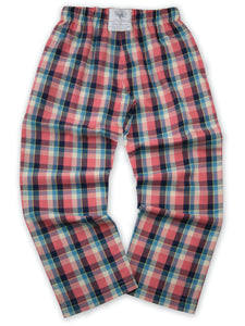 Unisex 'Quinn' Coral Brushed Check Pyjama Lounge Pant