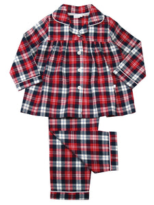 Girls Red Curtis Check Traditional Pyjamas