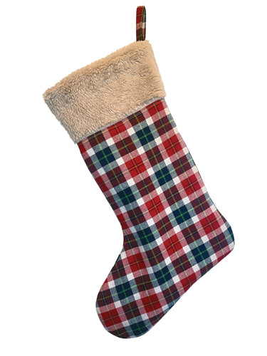 Christmas Check Stocking -  Beige