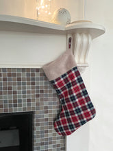 Load image into Gallery viewer, Christmas Check Stocking -  Beige
