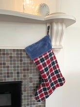 Load image into Gallery viewer, Christmas Check Stocking -  Blue
